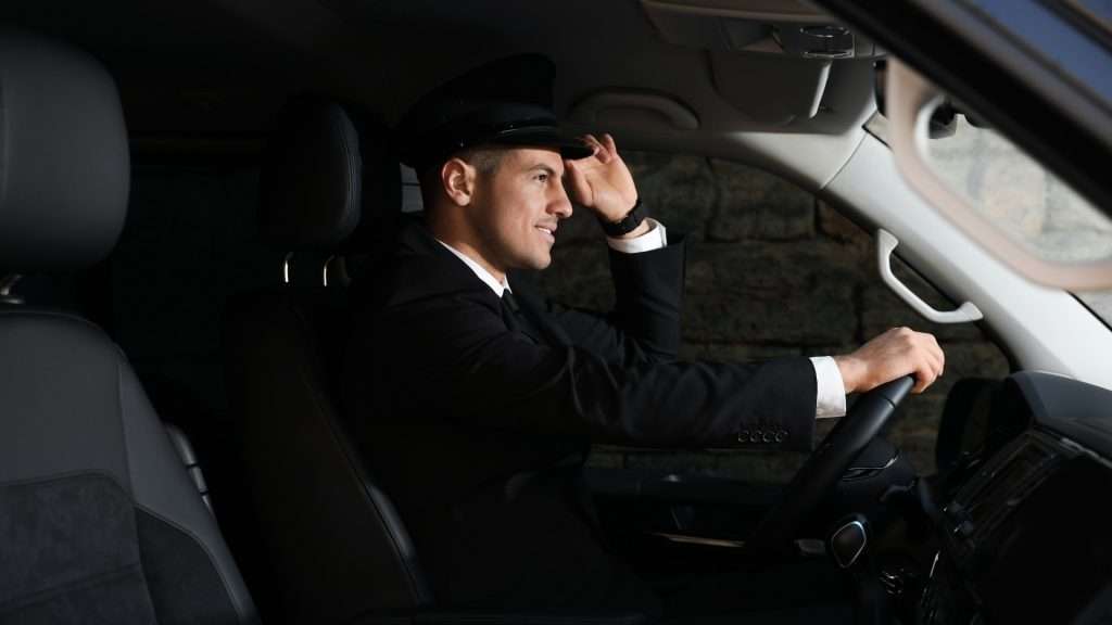 Driver driving car for travel company service