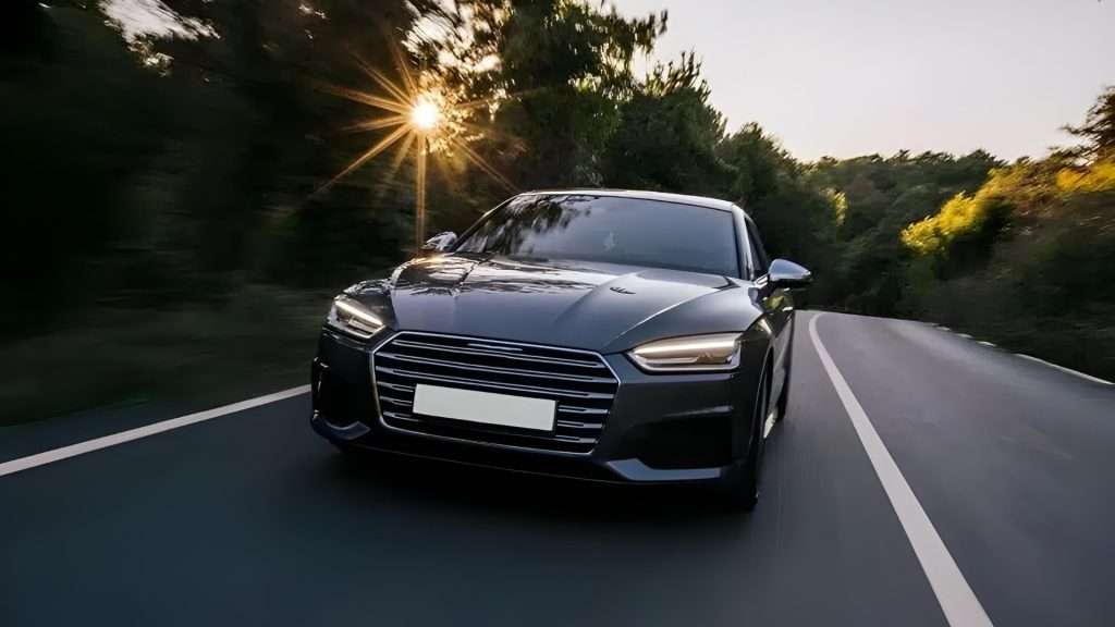 luxury Audi A8L moving on roads