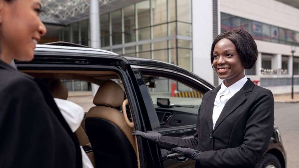 Luxury chauffeur service with passenger in Gold Coast